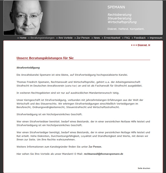 Thomas Friedrich Spemann Strafverteidigung fr die Wirtschaft Rechtsanwalt & Wirtschaftsprfer
